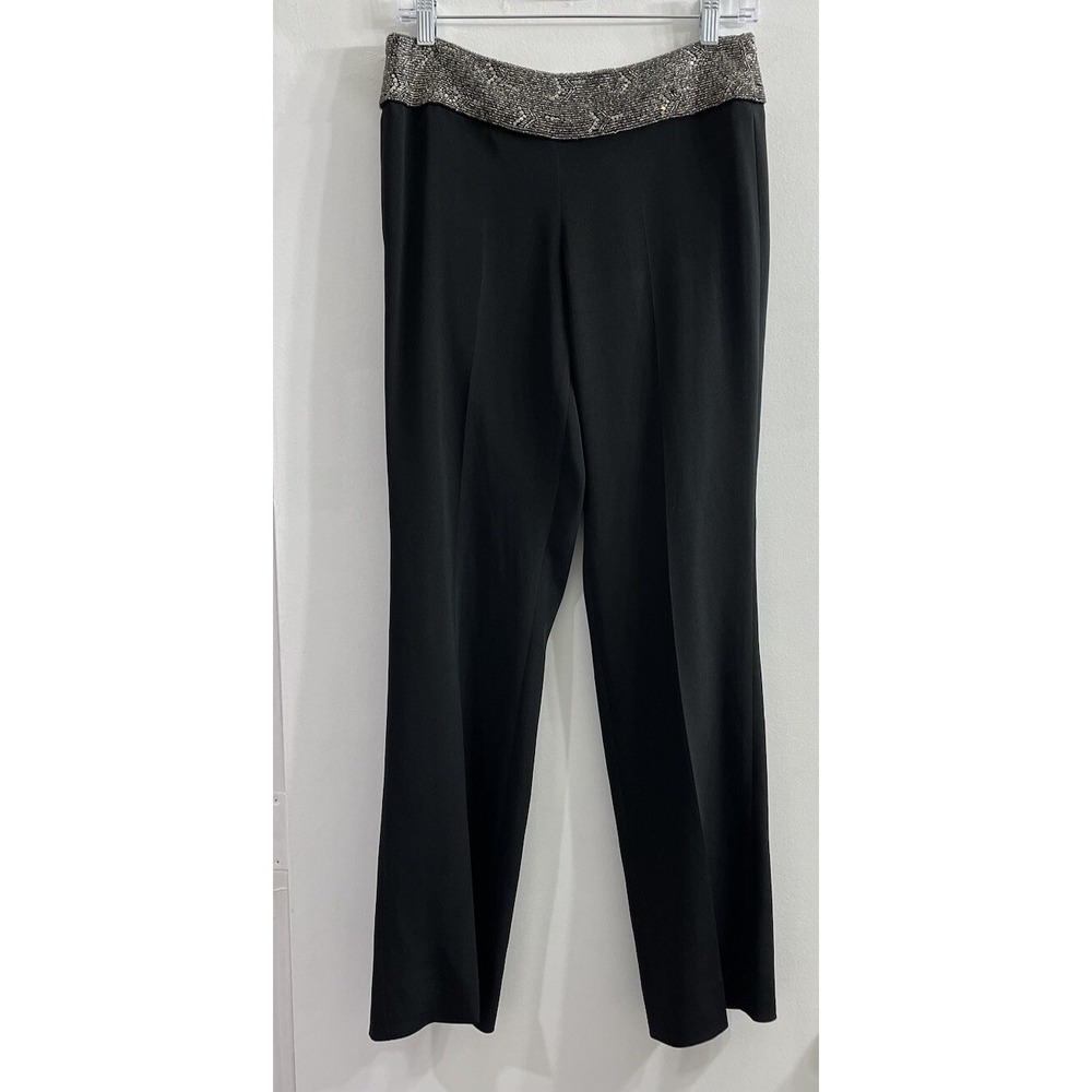 Ralph Lauren Black Label Womens 6 Black Silk Blend Rhinestone Dress Pants